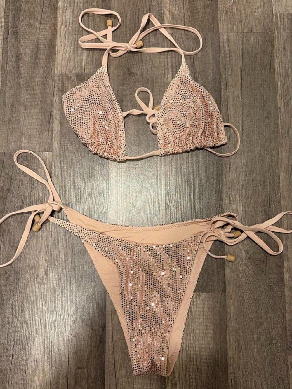 Skims Gold Sequin Bikini